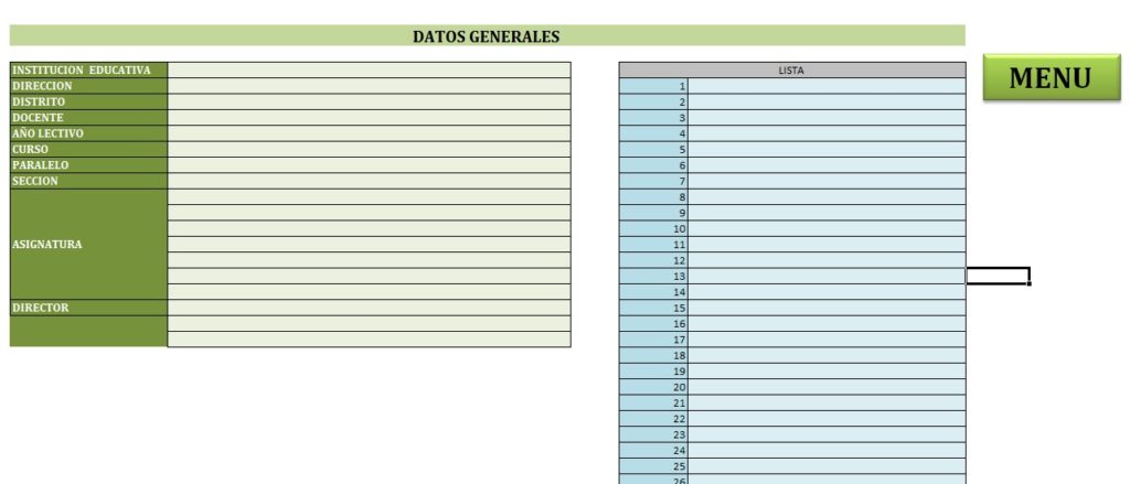 Archivo en Excel para control de calificación para escuela