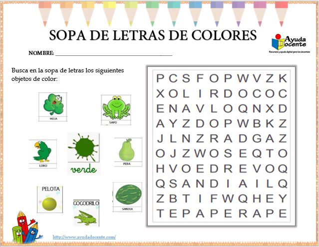 Sopa de letras de los colores pdf