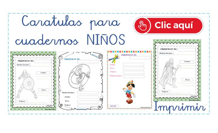 Carátulas para cuadernos niños imprimir - AYUDA DOCENTE
